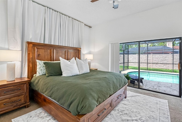 12470 93rd St, Largo, FL 33773 - carpeted bedroom featuring access to exterior and a ceiling fan