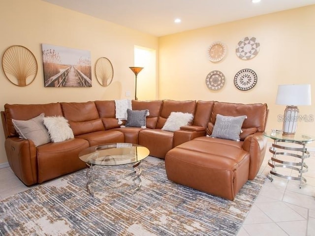 101 8th St, Belleair Beach, FL 33786 - living room featuring light tile patterned floors and recessed lighting