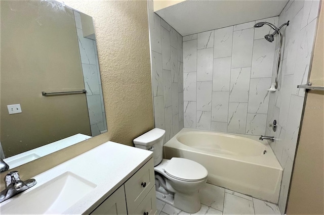 13235 Sanctuary Cove Dr Unit 201, Temple Terrace, FL 33637 - bathroom featuring a textured wall, vanity, and bathing tub / shower combination