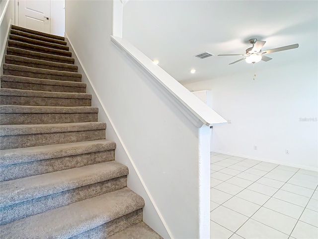 31771 Blue Passing Loop, Wesley Chapel, FL 33545 - stairway with a ceiling fan, baseboards, recessed lighting, and tile patterned flooring
