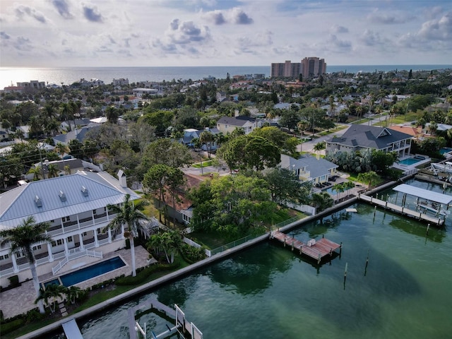 761 Bay Esplanade, Clearwater Beach, FL 33767 - bird's eye view of a nearby body of water and a pool area