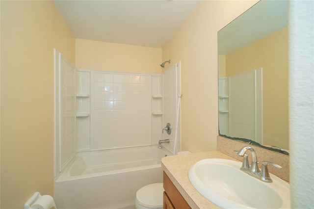 37712 Aaralyn Rd, Zephyrhills, FL 33542 - bathroom featuring vanity, toilet, and tub / shower combination