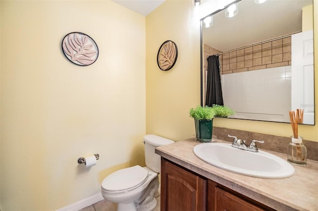 6736 Breezy Palm Dr, Riverview, FL 33578 - full bath with toilet, vanity, a shower with shower curtain, and tile patterned flooring