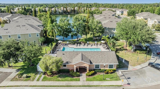 6736 Breezy Palm Dr, Riverview, FL 33578 - aerial view of residential area with a nearby body of water and a pool area