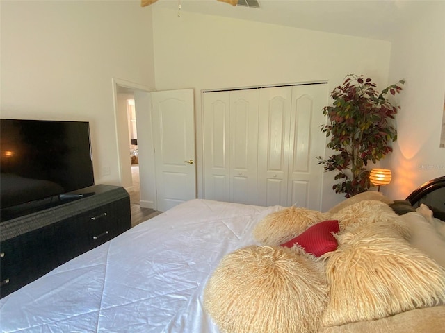 2041 Gold Dust Ct, Trinity, FL 34655 - bedroom with a closet and high vaulted ceiling