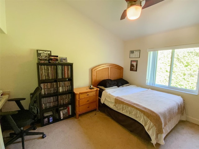 2041 Gold Dust Ct, Trinity, FL 34655 - bedroom featuring lofted ceiling, light colored carpet, and a ceiling fan