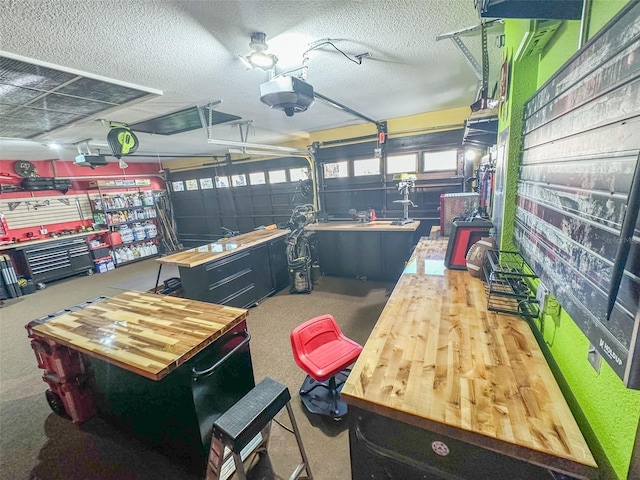 2041 Gold Dust Ct, Trinity, FL 34655 - garage with a garage door opener and a workshop area