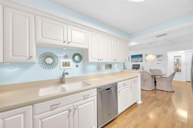 2700 Bayshore Blvd Unit 11308, Dunedin, FL 34698 - kitchen with dishwasher, a sink, light countertops, and white cabinetry