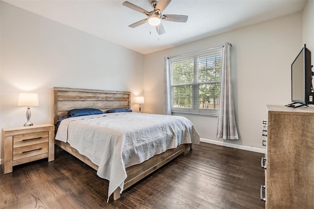 501 Knights Run Ave Unit 6104, Tampa, FL 33602 - bedroom with dark wood finished floors, baseboards, and a ceiling fan