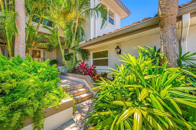 903 Pinellas Bayway S Unit 103, Tierra Verde, FL 33715 - doorway to property featuring stucco siding and a tile roof