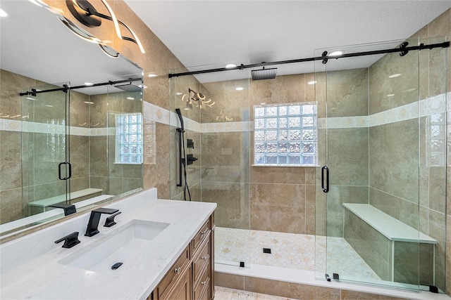 2309 Cypress Walk Way, Ruskin, FL 33570 - full bathroom with vanity, a shower stall, and recessed lighting