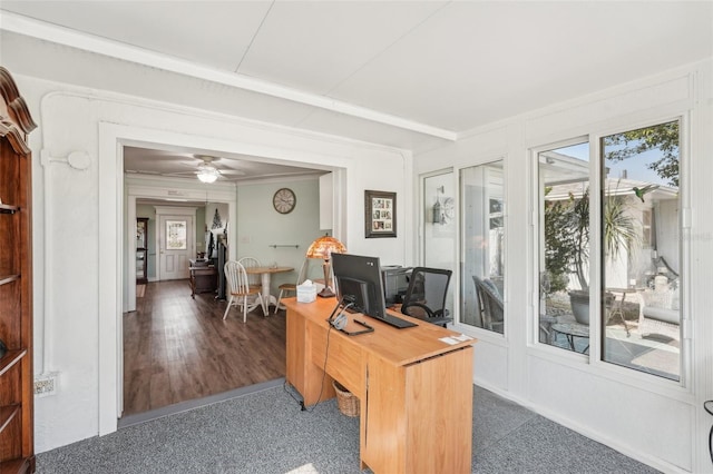 708 Rutgers Pl, Sun City Center, FL 33573 - office area with healthy amount of natural light and a ceiling fan