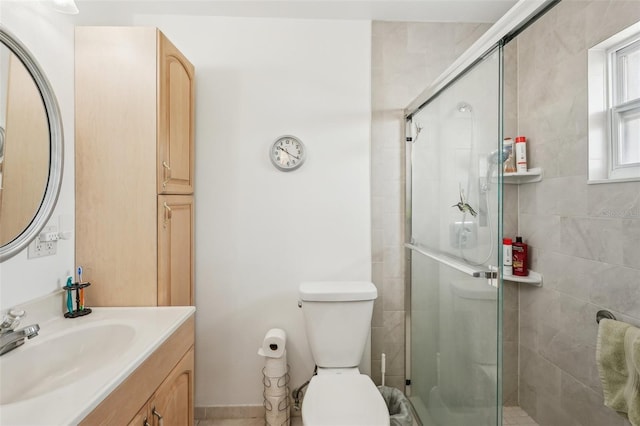 708 Rutgers Pl, Sun City Center, FL 33573 - bathroom featuring vanity, a shower stall, and toilet