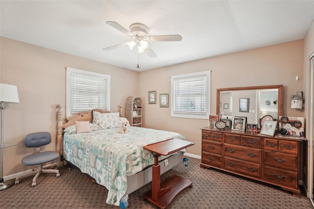708 Rutgers Pl, Sun City Center, FL 33573 - bedroom featuring carpet flooring, baseboards, and a ceiling fan