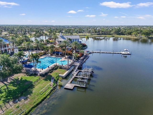 610 Winterside Dr, Apollo Beach, FL 33572 - aerial view of a pool and a nearby body of water