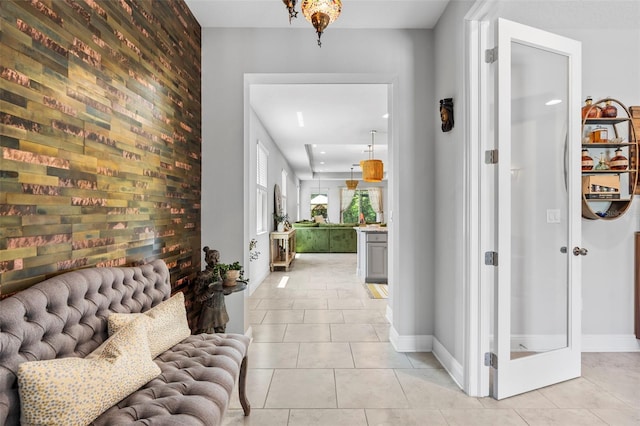 30801 Parrot Reef Ct, Wesley Chapel, FL 33545 - hallway with light tile patterned floors, baseboards, and recessed lighting