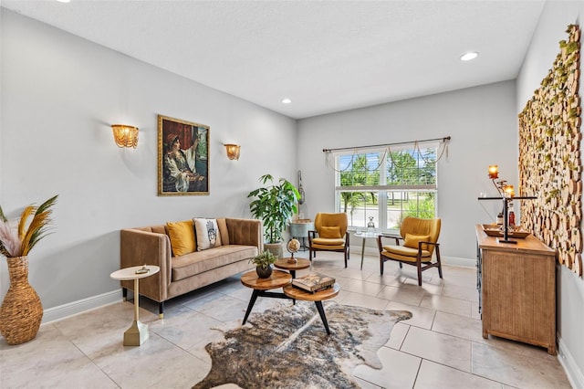 30801 Parrot Reef Ct, Wesley Chapel, FL 33545 - living room with baseboards, light tile patterned floors, and recessed lighting