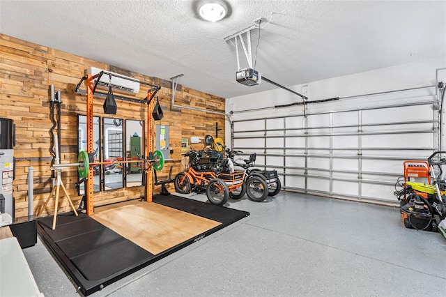 30801 Parrot Reef Ct, Wesley Chapel, FL 33545 - garage featuring wooden walls and a garage door opener