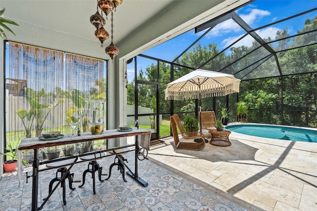 30801 Parrot Reef Ct, Wesley Chapel, FL 33545 - view of patio featuring an outdoor pool and glass enclosure