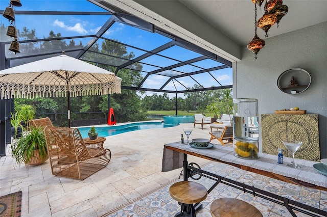 30801 Parrot Reef Ct, Wesley Chapel, FL 33545 - view of patio / terrace with an outdoor pool and a lanai