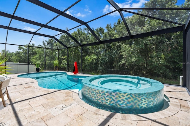 30801 Parrot Reef Ct, Wesley Chapel, FL 33545 - view of swimming pool with a pool with connected hot tub and a patio area
