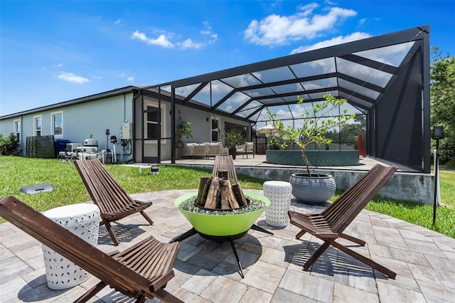 30801 Parrot Reef Ct, Wesley Chapel, FL 33545 - view of patio featuring a lanai and an outdoor hangout area