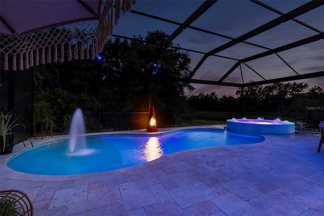 30801 Parrot Reef Ct, Wesley Chapel, FL 33545 - view of pool with a patio area, a pool with connected hot tub, and a lanai