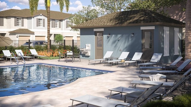 214 SE 27th St, Ruskin, FL 33570 - community pool with a patio area and an outbuilding
