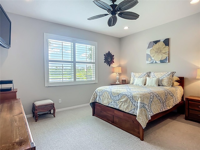 15860 Aurora Lake Cir, Wimauma, FL 33598 - bedroom featuring carpet flooring, baseboards, recessed lighting, and ceiling fan