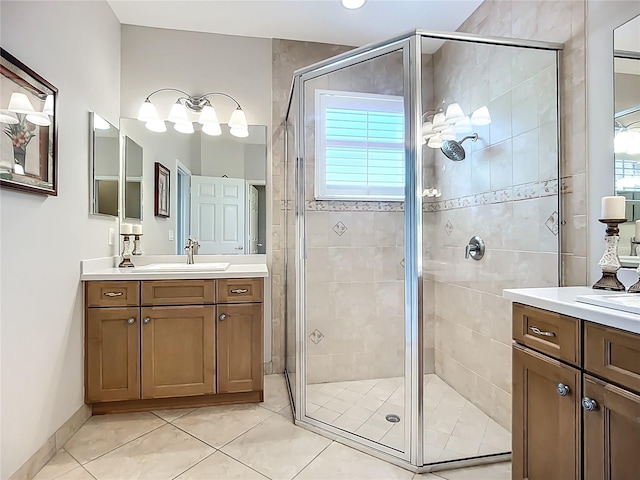 15860 Aurora Lake Cir, Wimauma, FL 33598 - full bath featuring vanity, a shower stall, and tile patterned flooring