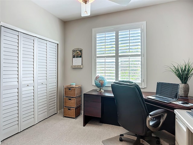 15860 Aurora Lake Cir, Wimauma, FL 33598 - office with light carpet and ceiling fan