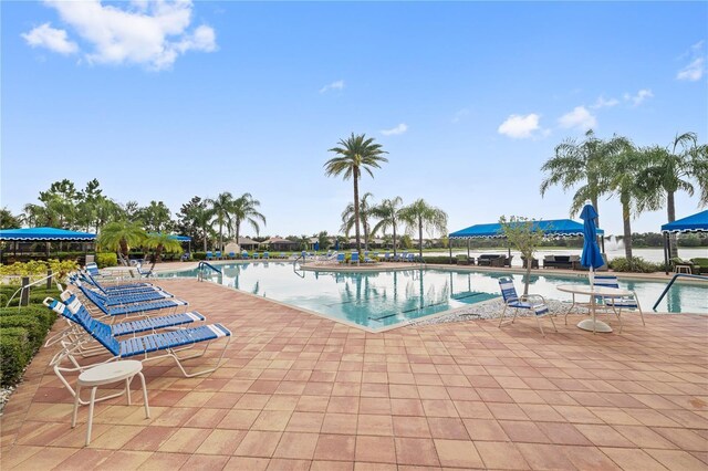 15860 Aurora Lake Cir, Wimauma, FL 33598 - community pool featuring a patio