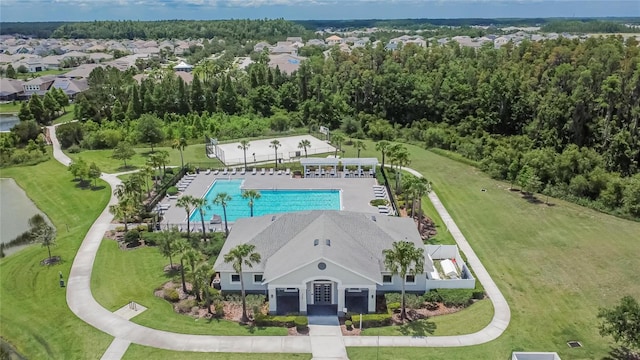 1398 Crescent Hoop Way, Wesley Chapel, FL 33543 - bird's eye view of a pool area