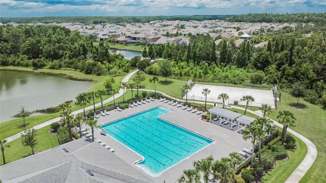 1398 Crescent Hoop Way, Wesley Chapel, FL 33543 - community pool featuring a water view