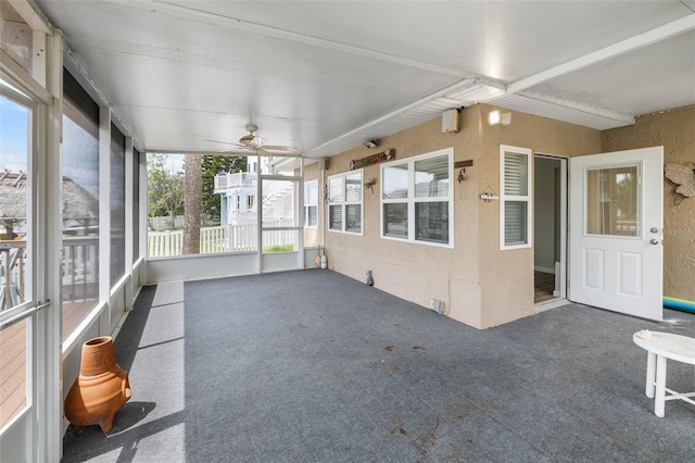 4299 Bellaire Dr, Hernando Beach, FL 34607 - unfurnished sunroom with a ceiling fan