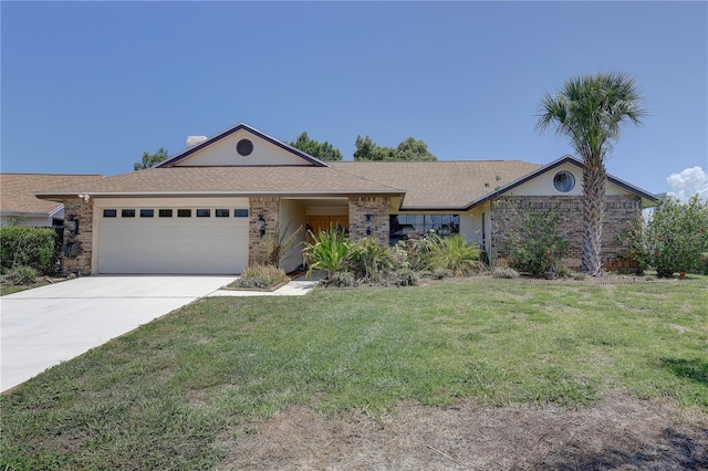 8521 Caitlin Ct, Hudson, FL 34667 - single story home featuring brick siding, an attached garage, a front yard, and driveway