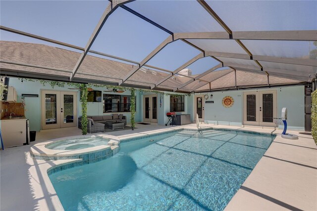 8521 Caitlin Ct, Hudson, FL 34667 - view of pool with french doors and a patio area