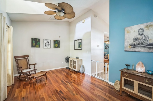 2507 Dewberry St, Valrico, FL 33596 - sitting room featuring ceiling fan, wood finished floors, and baseboards