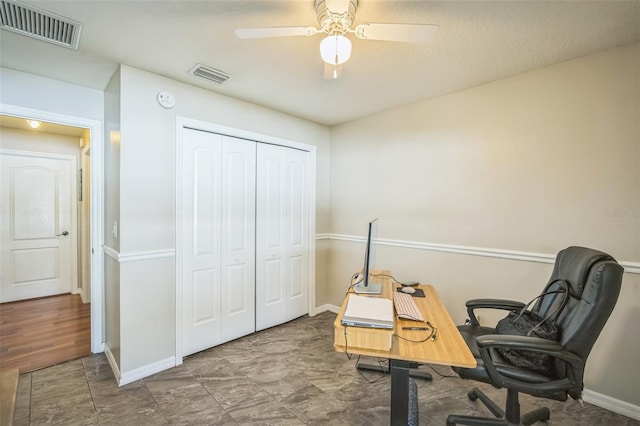 2507 Dewberry St, Valrico, FL 33596 - office area with baseboards and ceiling fan