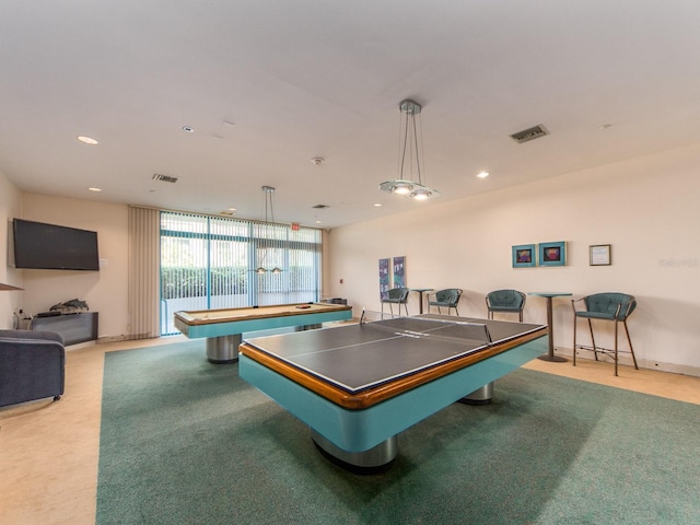1520 Gulf Blvd Unit 1505, Clearwater Beach, FL 33767 - rec room with billiards, carpet floors, and recessed lighting