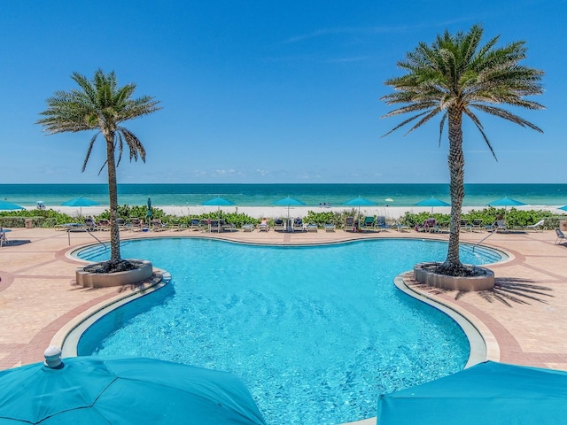 1520 Gulf Blvd Unit 1505, Clearwater Beach, FL 33767 - community pool featuring a patio and a water view