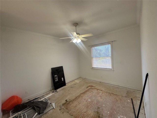 7330 New York Ave, Hudson, FL 34667 - unfurnished bedroom featuring ornamental molding, baseboards, and ceiling fan