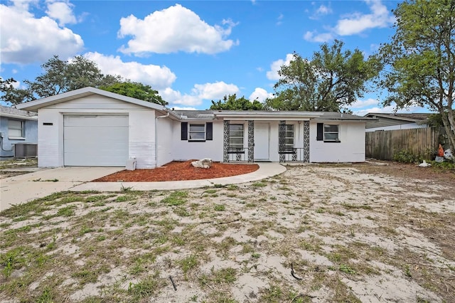 11130 White Oak Ln, Port Richey, FL 34668 - ranch-style house with an attached garage, driveway, central AC, and stucco siding