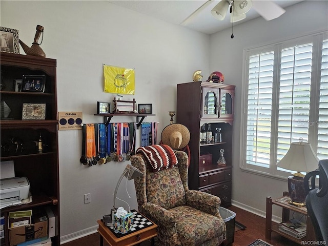 4755 N El Camino Dr, Beverly Hills, FL 34465 - sitting room with a ceiling fan, baseboards, and wood finished floors