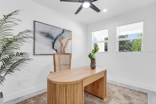 3616 W Anderson Ave, Tampa, FL 33611 - office area with baseboards, ceiling fan, and recessed lighting