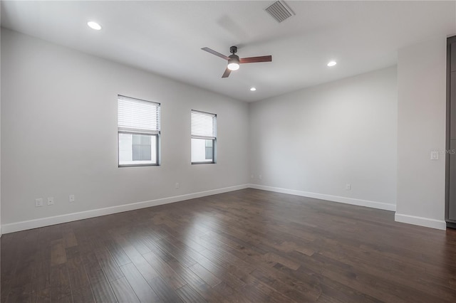 1330 W Gray St Unit 1, Tampa, FL 33606 - empty room featuring ceiling fan, dark wood-style flooring, baseboards, and recessed lighting