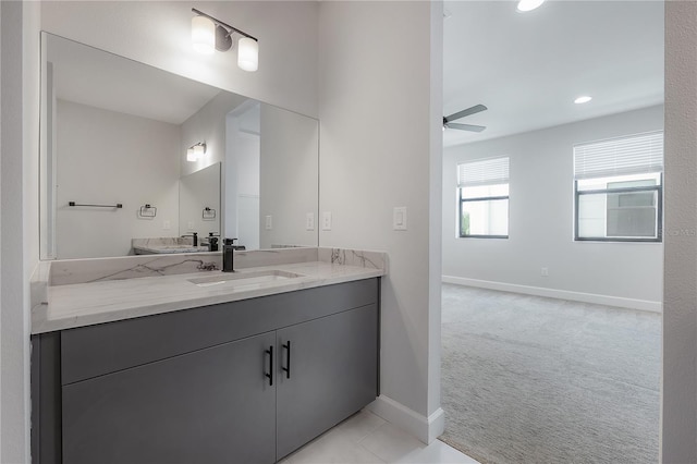 1330 W Gray St Unit 1, Tampa, FL 33606 - bathroom featuring vanity, ceiling fan, baseboards, and recessed lighting
