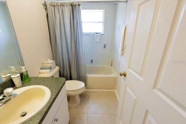 2826 Martha Ln, Land O Lakes, FL 34639 - full bath featuring vanity, toilet, tile patterned flooring, and shower / bath combination with curtain