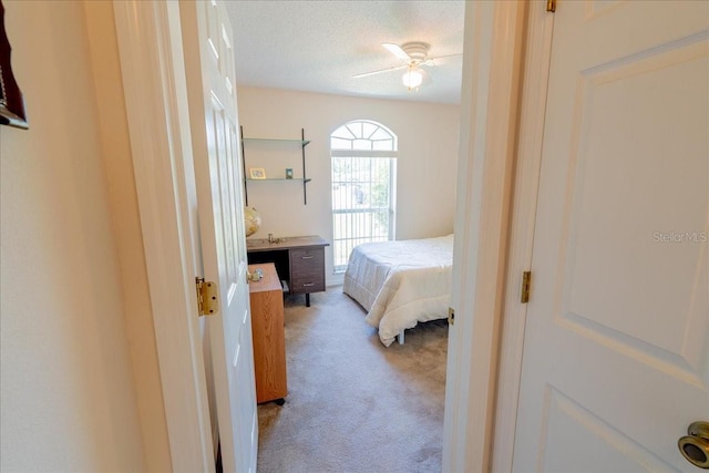 2826 Martha Ln, Land O Lakes, FL 34639 - bedroom featuring carpet floors, a textured ceiling, and ceiling fan