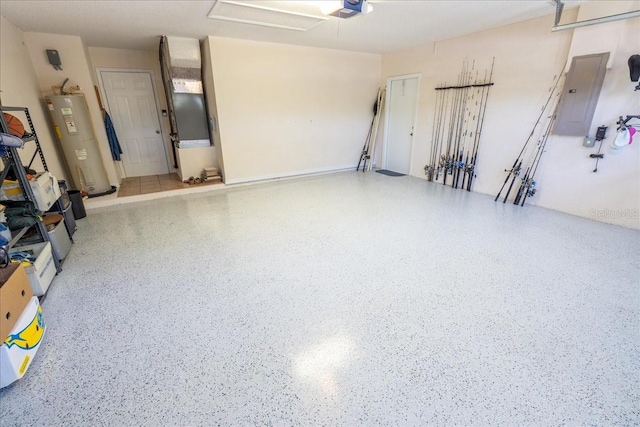 2826 Martha Ln, Land O Lakes, FL 34639 - garage with water heater, a garage door opener, and electric panel